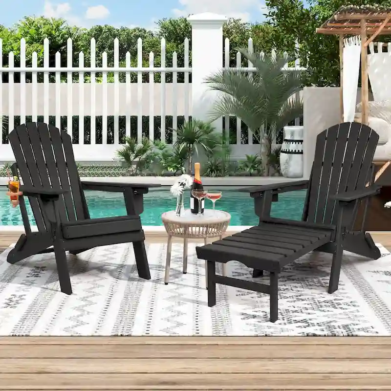 Vrakae Folding and Adjustable Adirondack Chair with Ottoman
