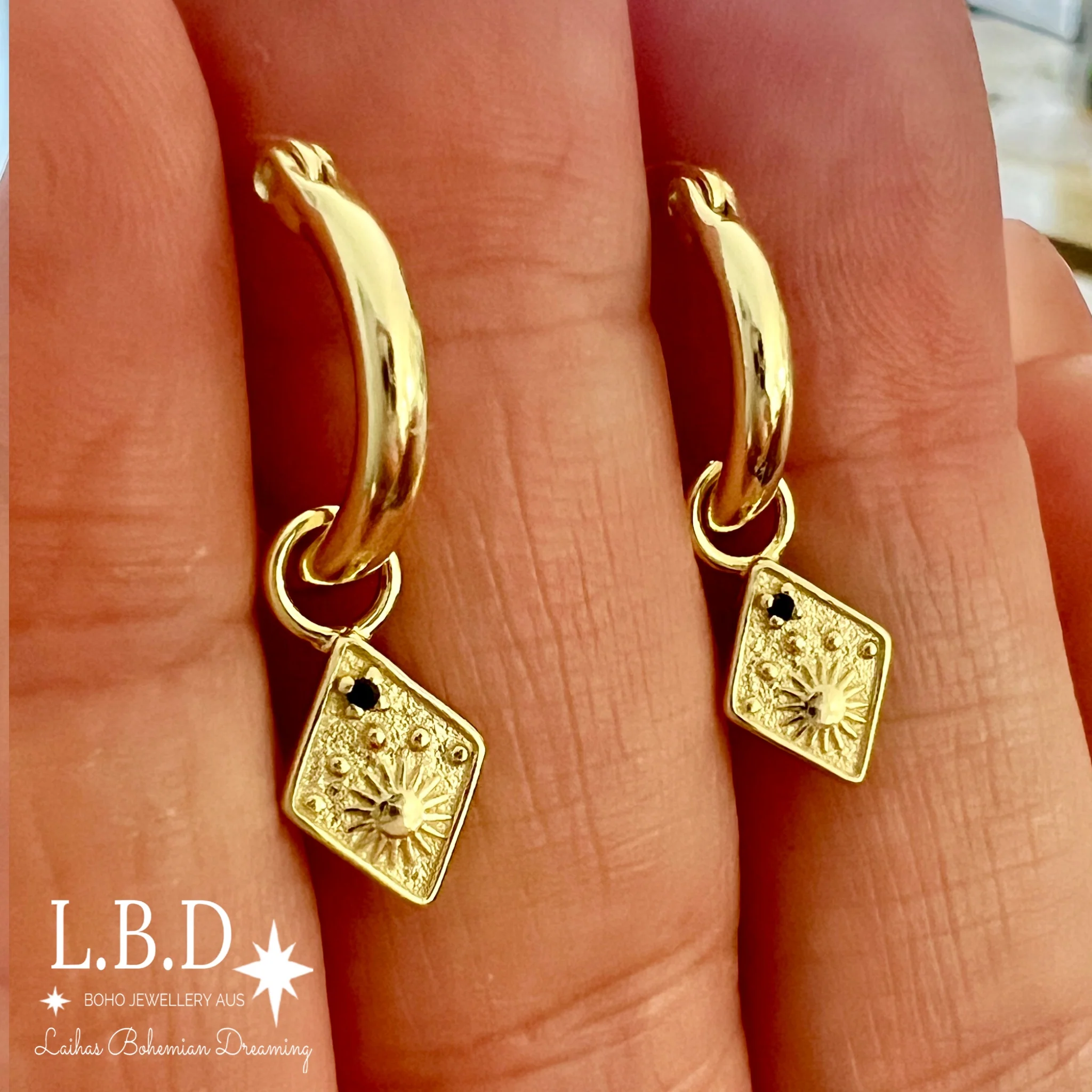 Laihas Prestige Rising Sun Boho Gold Hoop Earrings