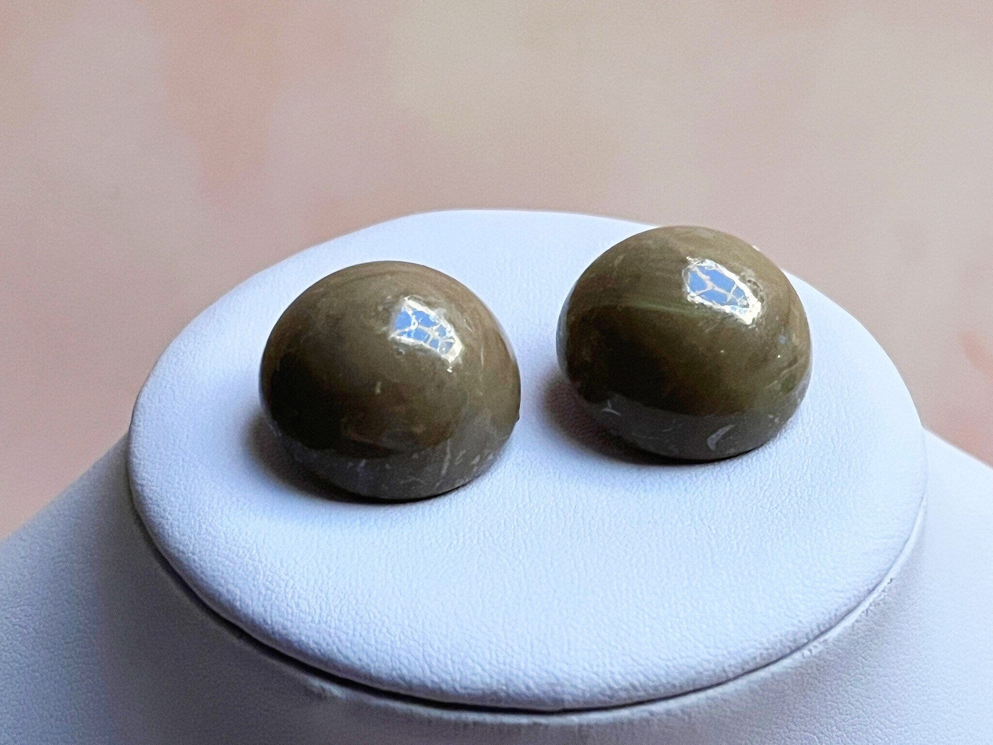1960s Marble Dome Half Sphere Clip Earrings
