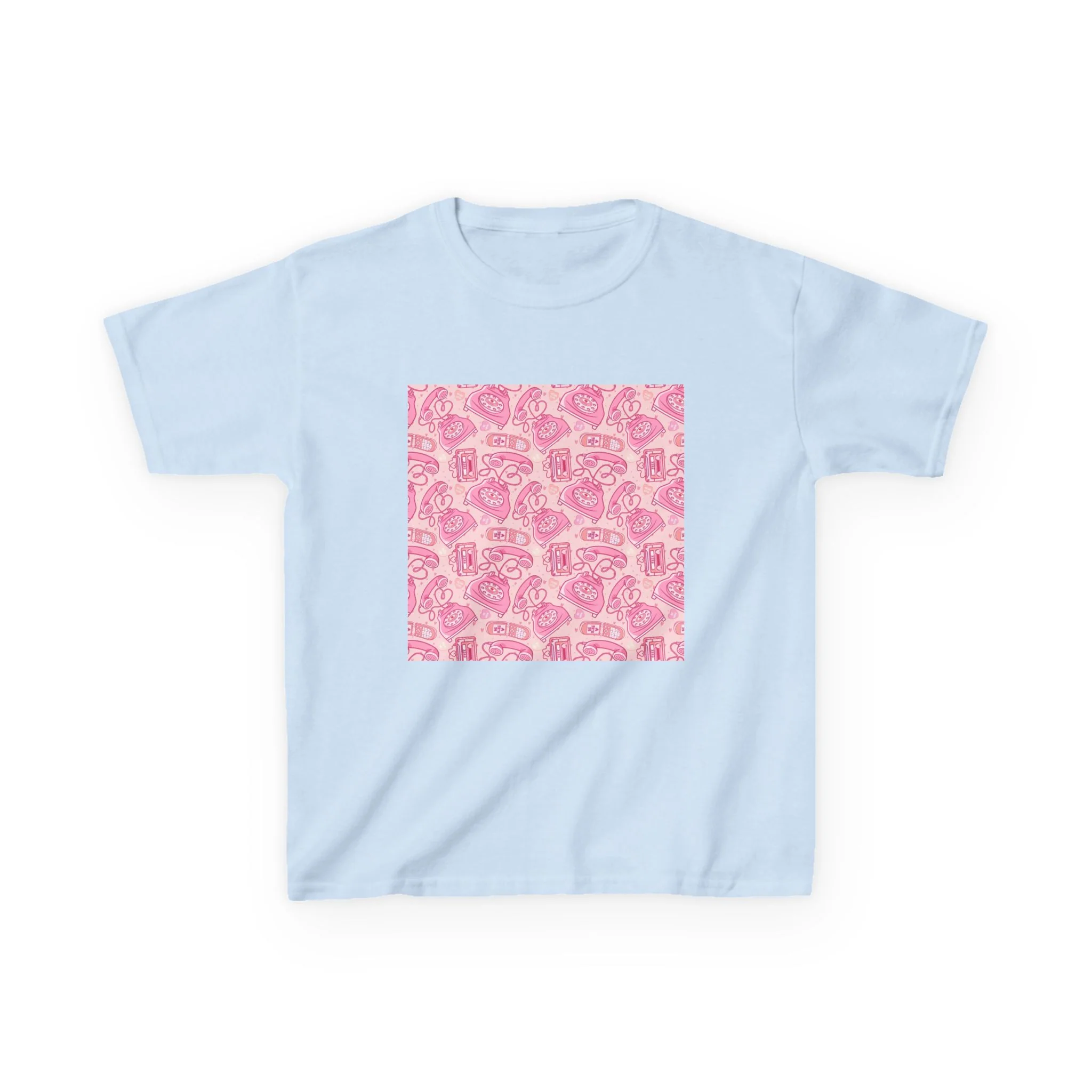 Pink Cute Animals Pattern Kids T-Shirt | Square Graphic Tee
