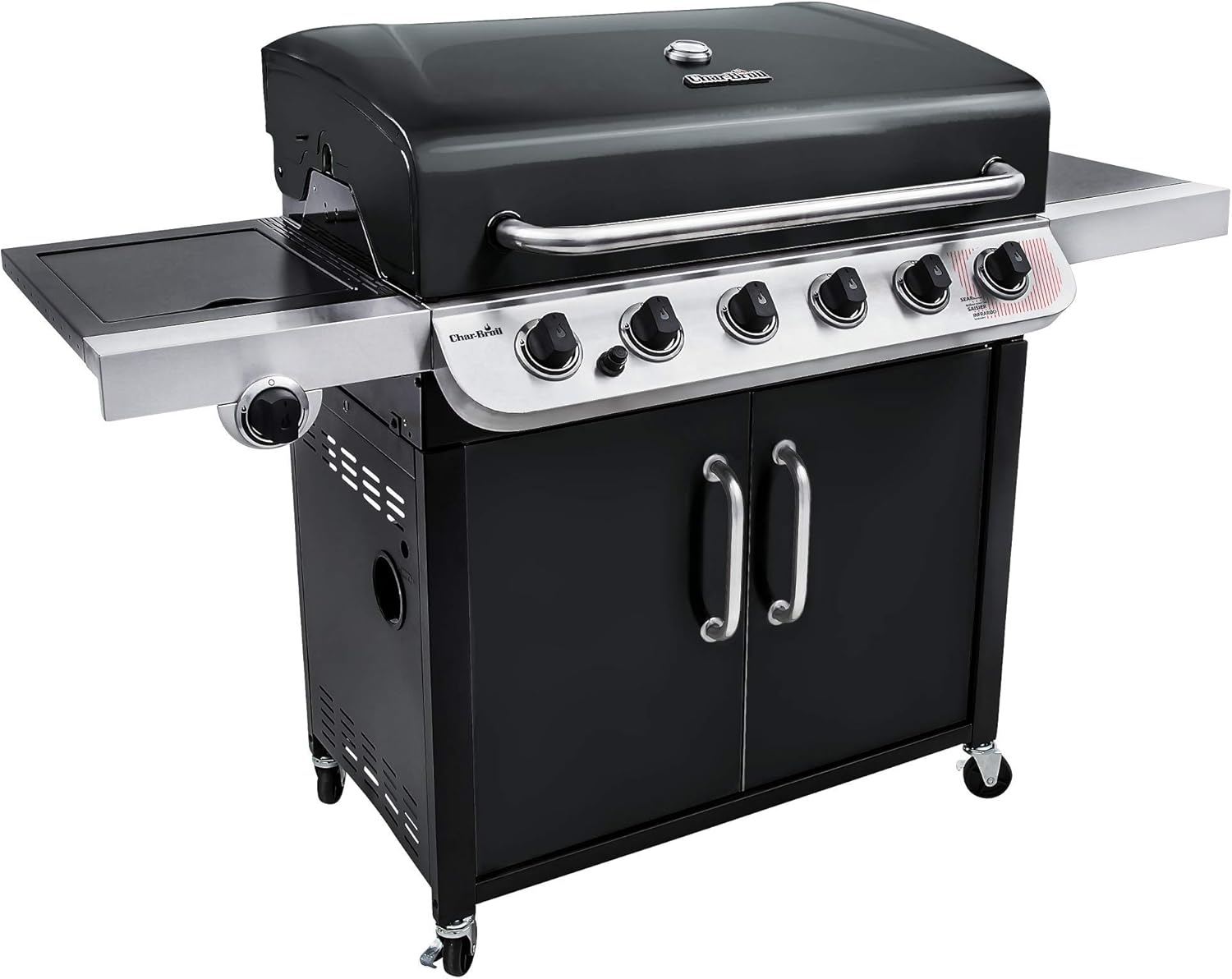 Char-Broil Convective Series 640 B XL - Barbecue a gas a 6 bruciatori e bruciatore laterale, finitura nera.