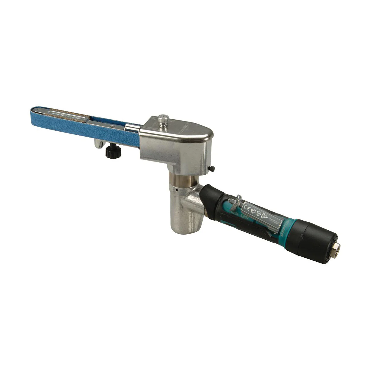 Dynabrade Dynafile 40381  ~  Dynafile II Abrasive Belt Tool Slow Speed .4 Hp 7 Degree Offset 5000 Rpm Front Exhaust For 1/4 3/4X18 Belts