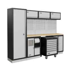 Arredamento modulare per officina A007E con carrello porta utensili