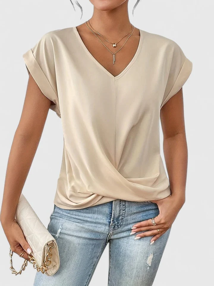 Women��s V-Neck Top Chic Twist Design for Everyday Elegance