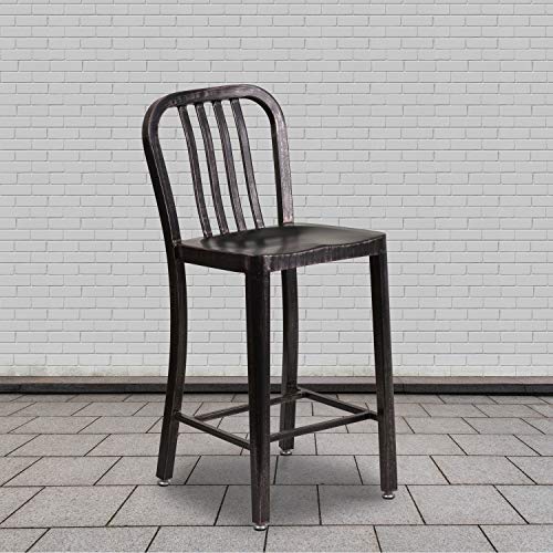 Flash Furniture Sedia da esterno, in acciaio zincato, oro/nero anticato, 48,26 x 40,01 x 92,08 cm : Amazon.it: Giardino e giardinaggio