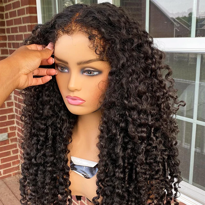 4C Curly Edges 8X5 Lace Frontal Wig Invisible HD Lace Curly Human Hair Wig With Natural Baby Hairline USA 24 Hours Shipping