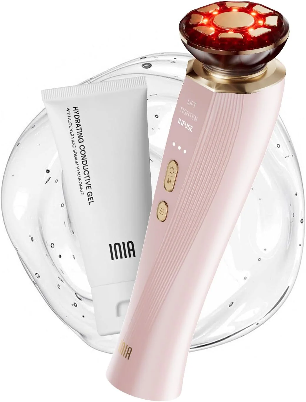 INIA 3-in-1 Red Light Therapy for Face and Neck Beauty Device for Puffiness & Skin Firming