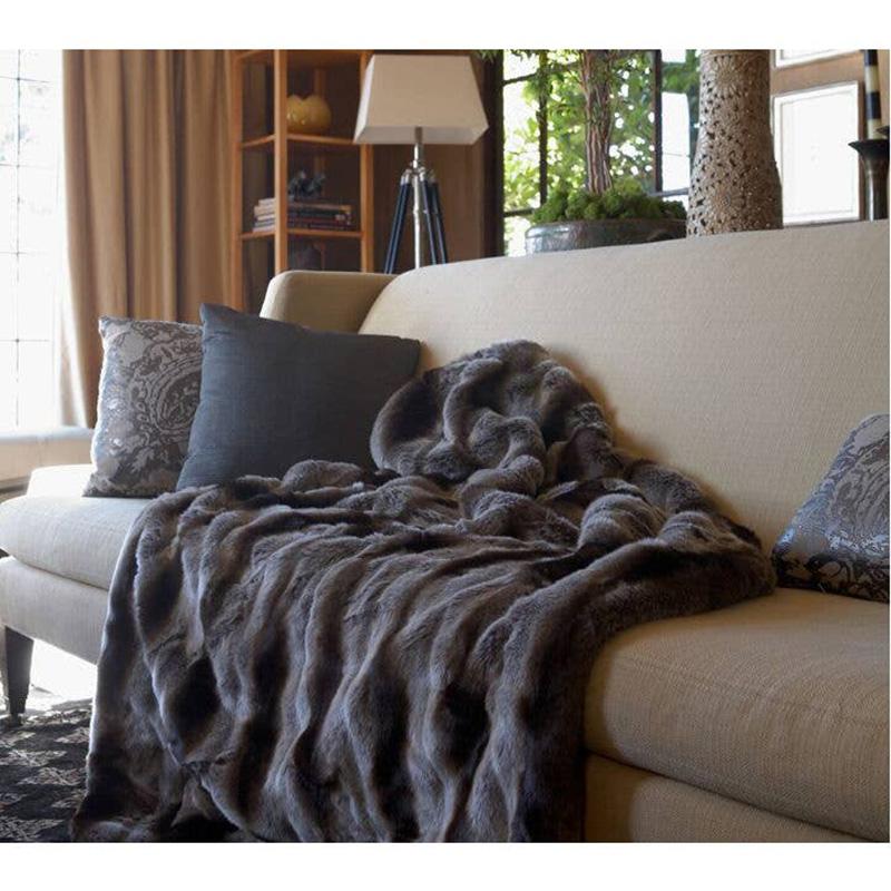 Chinchilla Faux Fur Throw, Grey