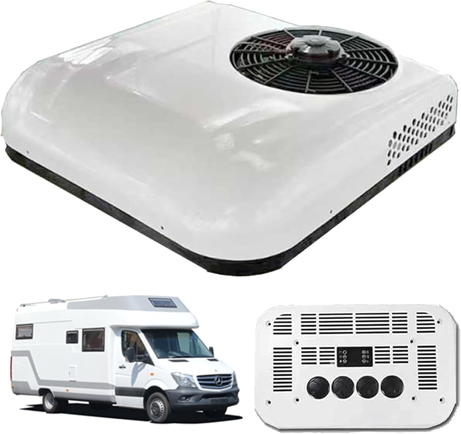 24V Klimaanlage Wohnwagen,Split Dach-RV-Klimaanlage Wohnmobil, DC Für Auto Dach Mobiler Klimakompressor,Für Transporter,Geländewagen,LKW, Wohnmobile(Weiß) (Weiß, 24V)
