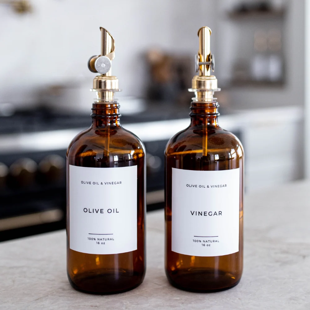 Amber Glass Olive Oil & Vinegar Bottles