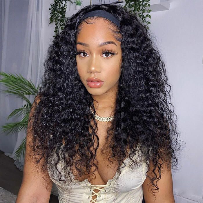 Deep Wave Affordable Headband Wig Human Hair Wigs