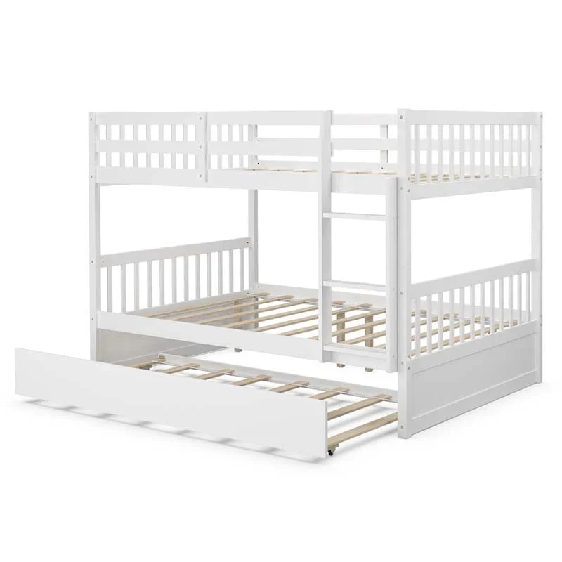 Tömörfa emeletes ágykeret (teljes méret felül és alul) kihúzható ággyal, biztonsági létrával és leesésgátlóval, átalakítható emeletes ágy gyerekeknek és tinédzsereknek