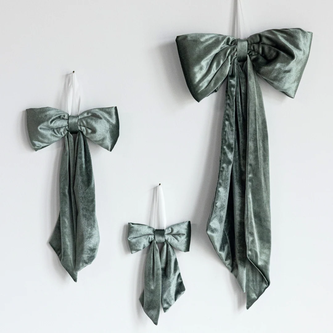 Sage Green Velvet Fabric Bows