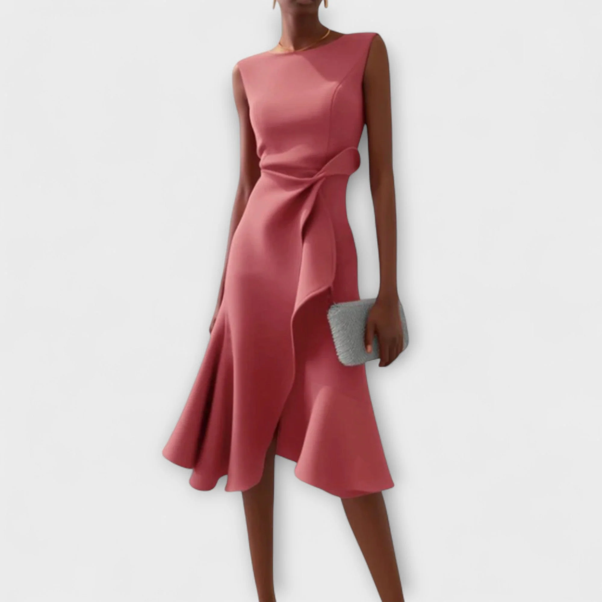 Women��s Asymmetric Midi Dress Elegant Draped Summer Style