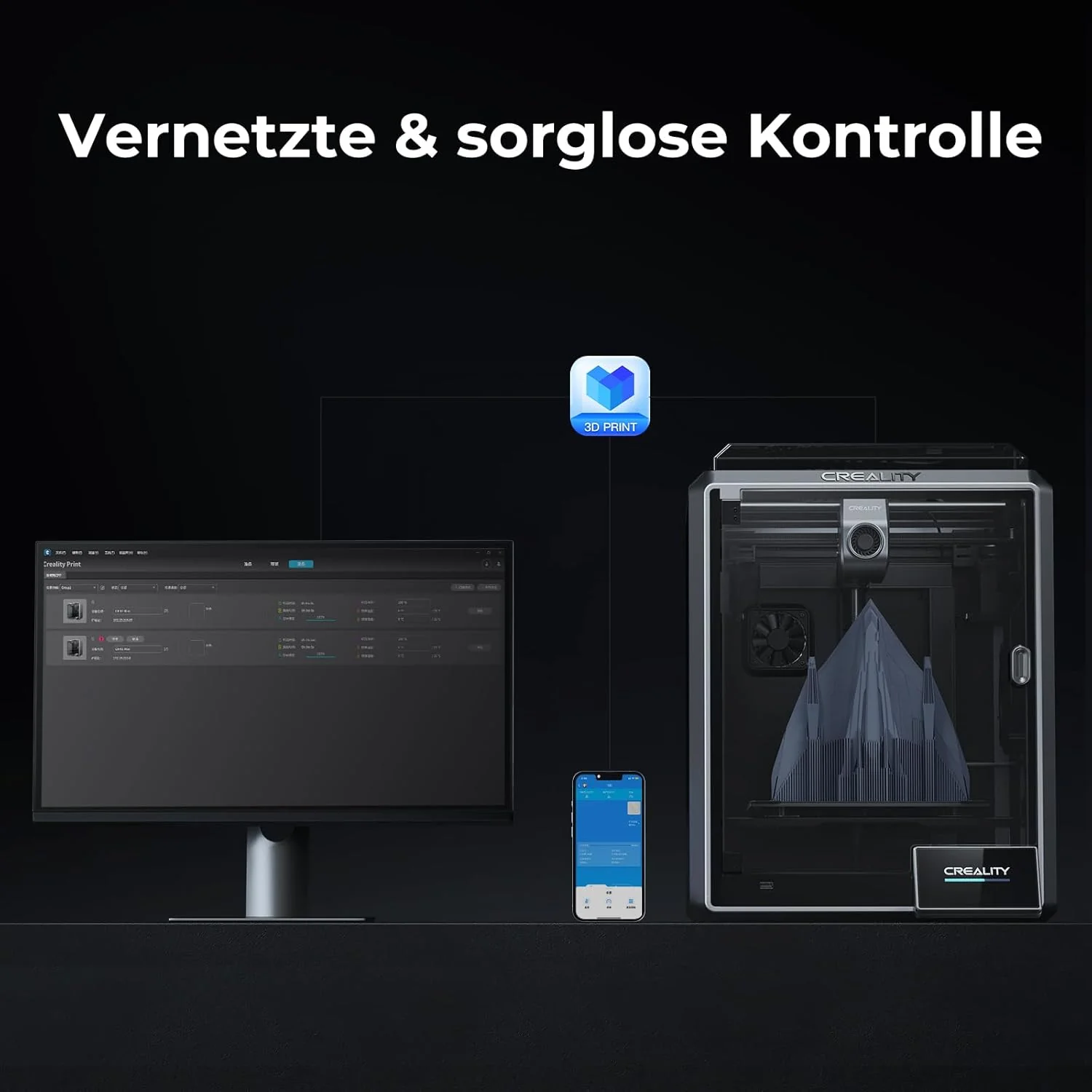 Creality K2 Plus Combo 3D-Drucker, 16-Farben Multimaterial-Druck, 350³mm XXL-Bauraum, Servo-Direktantrieb, Dual-KI-Kameras, Ultra-Leise