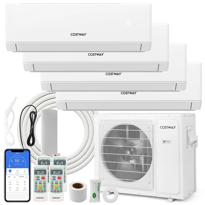 36K BTU 4 Zone Mini Split Air Conditioner, 23 SEER2 WiFi Enabled Ductless Split AC Unit with Heat Pump Full Set, Energy Star Certified