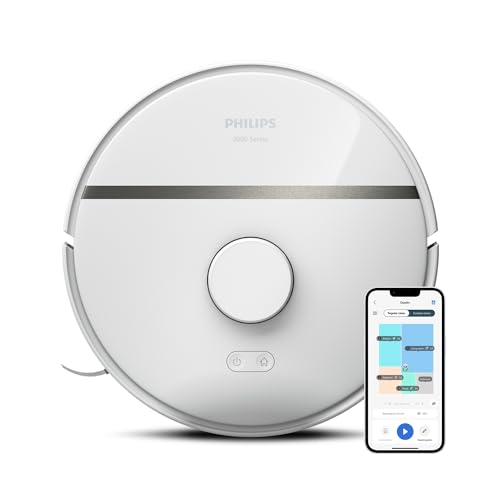 PHILIPS HomeRun Serie 3000 Robot Aspirapolvere e Lavapavimenti con Mappatura, Alta Potenza Asp.ne 4000 Pa, navigazione laser, 200 min funzionamento, per Tappeti e Peli di Animali, App WiFi, XU3000/02 : Casa e cucina