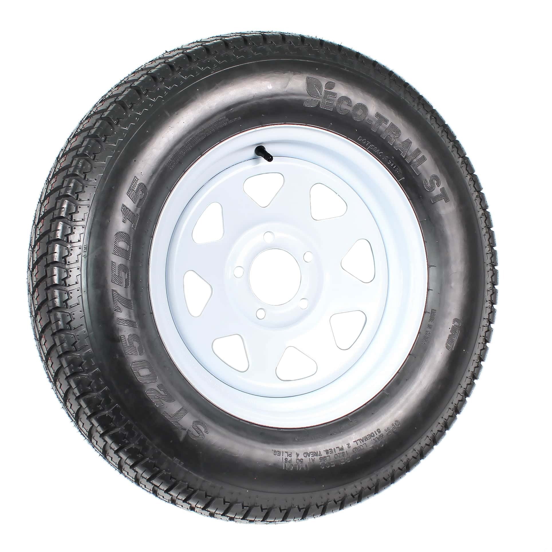 2-pack trailer tires on rim ST205/75D15 205/75 D 15 inch LRC 5-hole white spokes  1