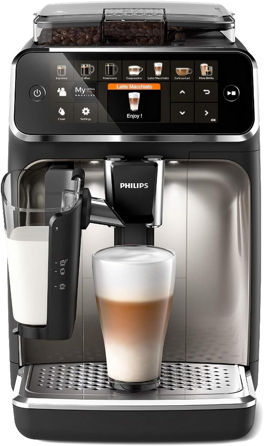 Philips Series 5400 volautomatische koffiemachine - LatteGo melksysteem, 12 koffiespecialiteiten, intutief display, 4 gebruikersprofielen, chroom (EP5447/90)