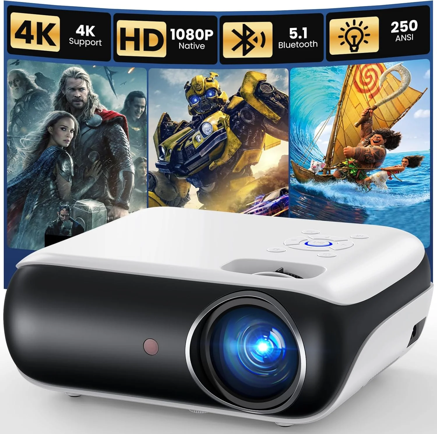 Official Licensed Google TV Smart Projector, HAPPRUN 4K UHD Home Theater