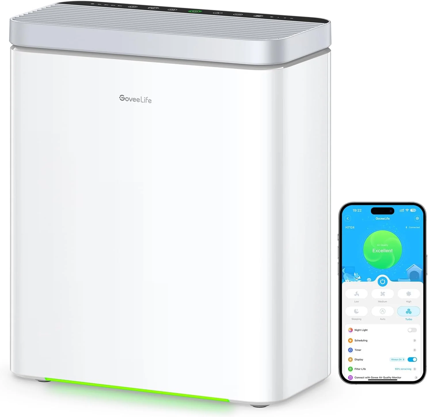 GoveeLife Smart Air Purifier for Home Large Rooms, Covers up to 1046 ft虏, PM2.5 Monitor, Sleep Mode, 3-in-1 Filter Air Purifier with App and Alexa Control for Pet Hair, Odors, Pollen and Smoke