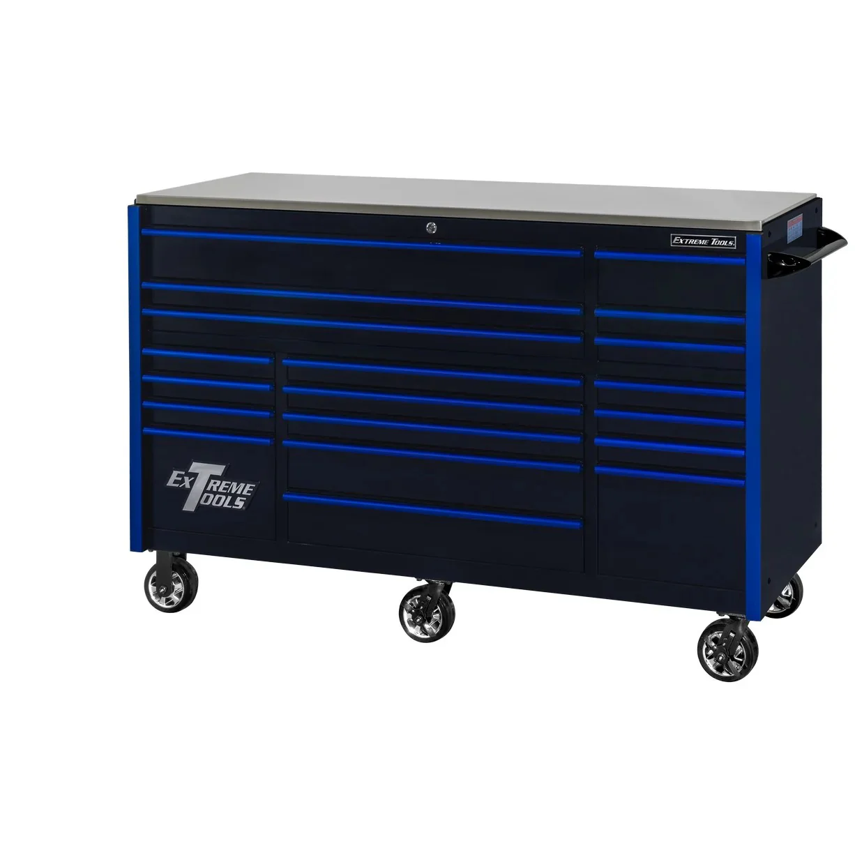 Extreme Tools RX250 Series 72-inch x 30-inch Rolling Cart – 19 Drawers – 250 lb Drawer Slides