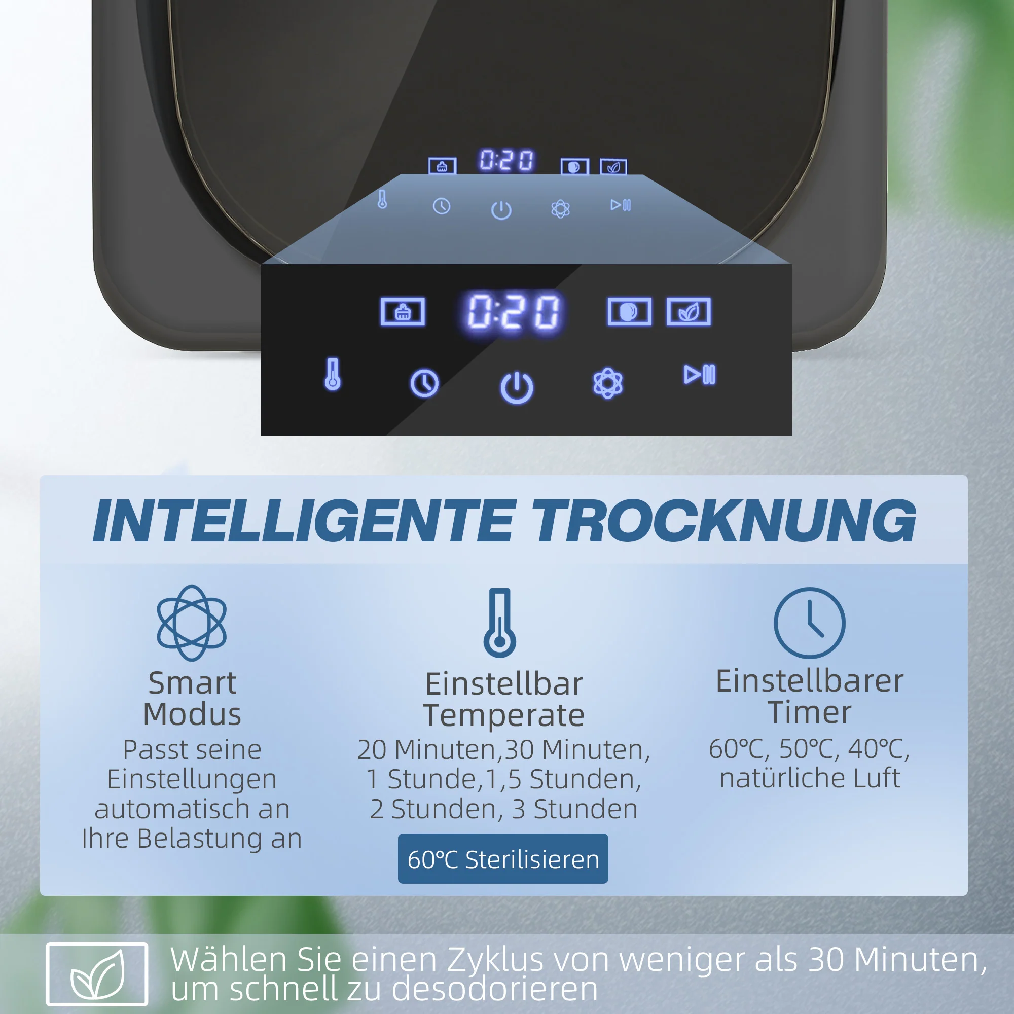 HOMCOM Wasdroger met UV-Desinfectie, Compact Ontwerp, 4 kg Capaciteit, Roestvrij Staal, Grijs
