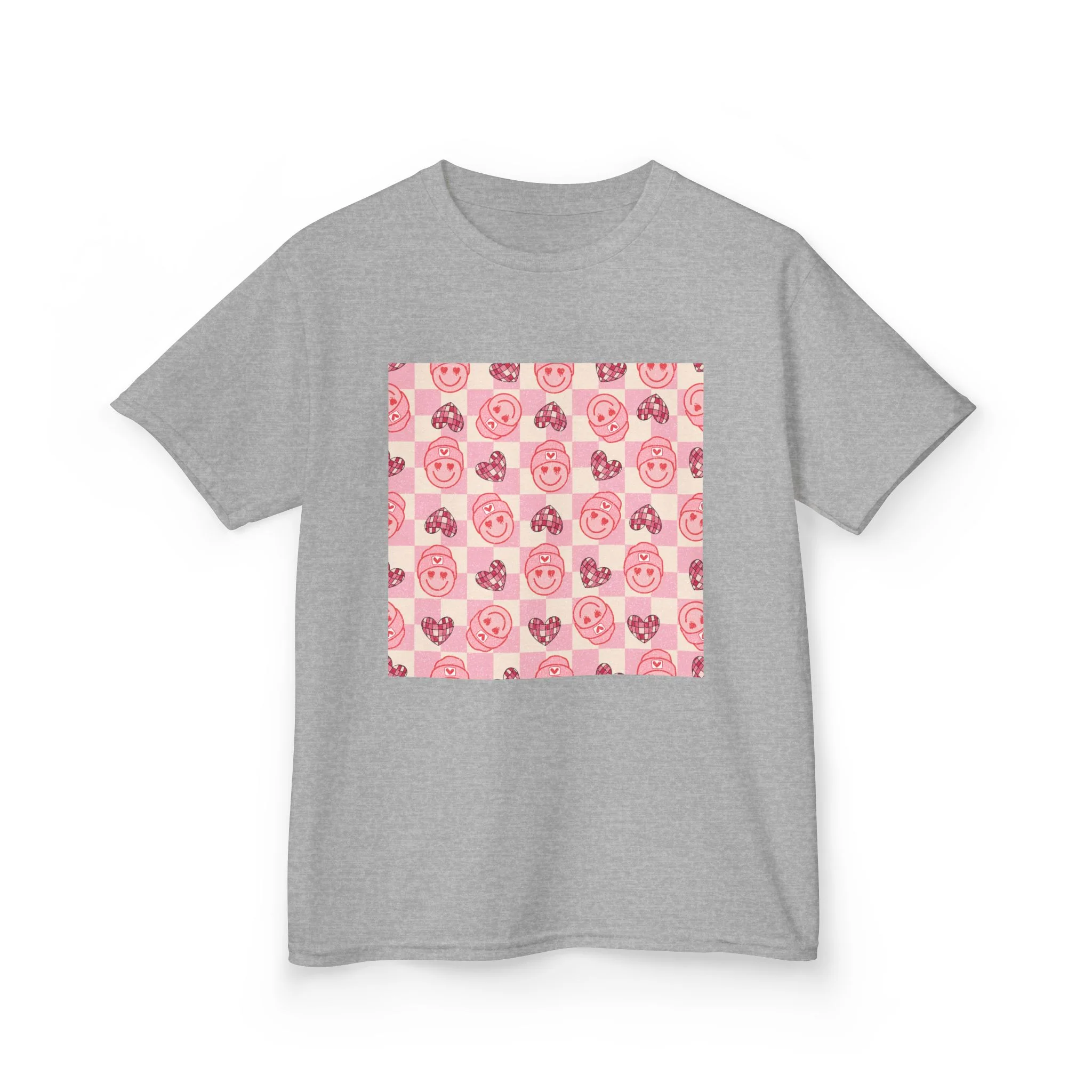 Pink Cartoon Pig Pattern Kids Tee | Cute Pig Faces, Pastel Animal Print