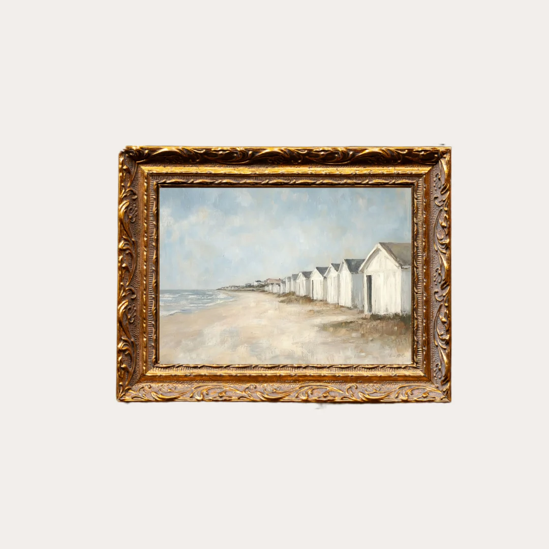Vintage Beach Town | French Brass Inspired Gold Mould Framed Art