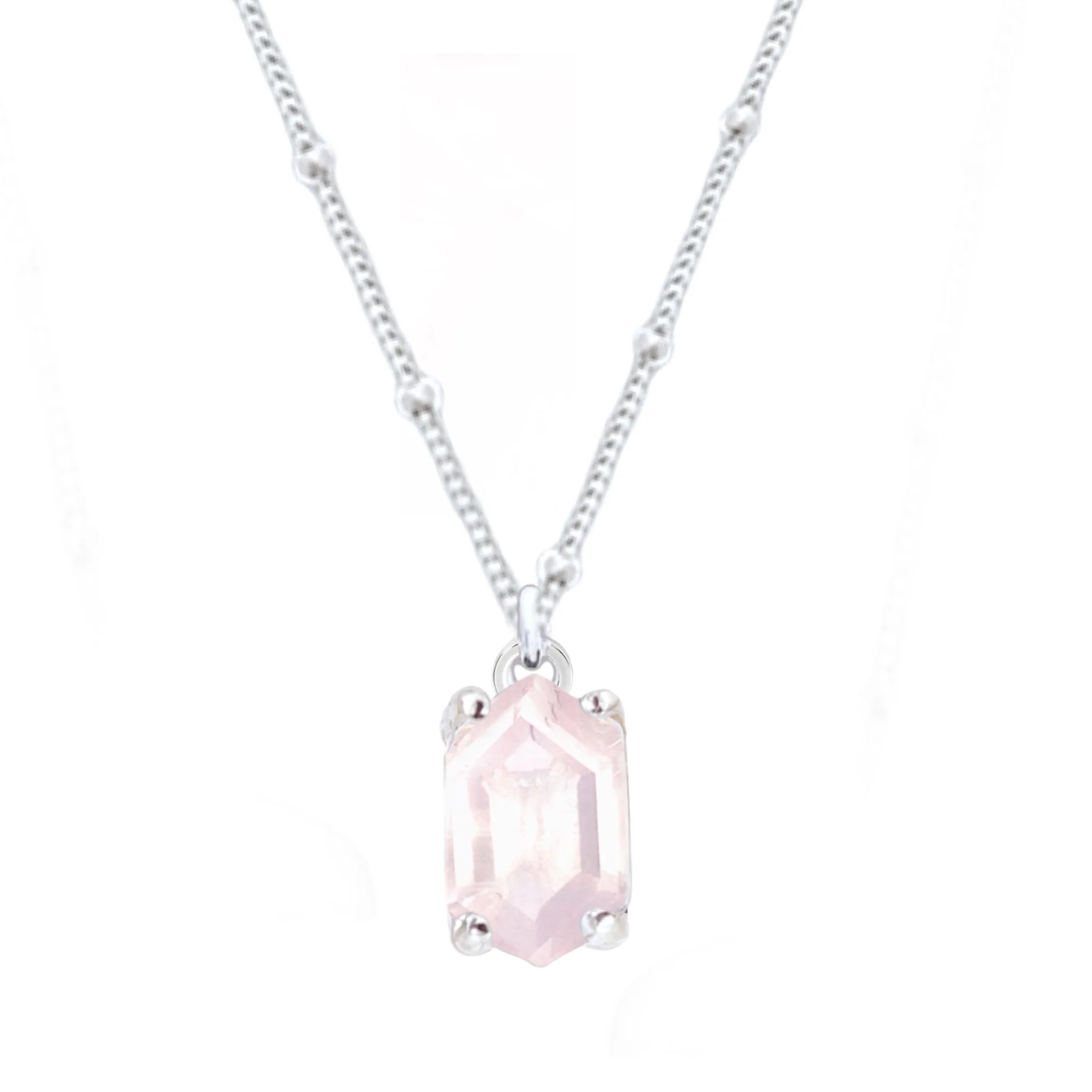 Laihas Mini Hex Crystal Rose Quartz Necklace
