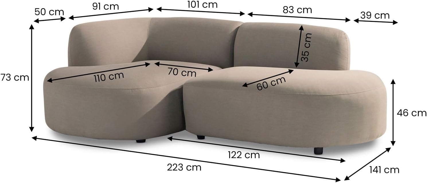 IDIMEX Outdoor Sofa Sorrento gepolstert, Beige – gemütliche Sitzlounge aus Aluminium mit wetterbeständigem Bezug für Terrasse Balkon Garten mit großzügiger Liegefläche