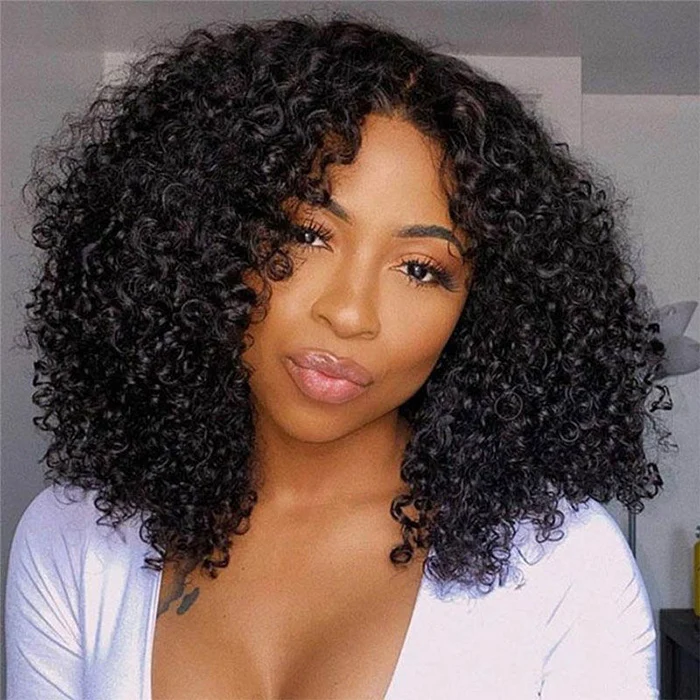 Layered Cut Curly Ready Go Glueless Wigs Pre Bleached Wig Parting Max 8X5 Pre Cut HD Lace 250% Density