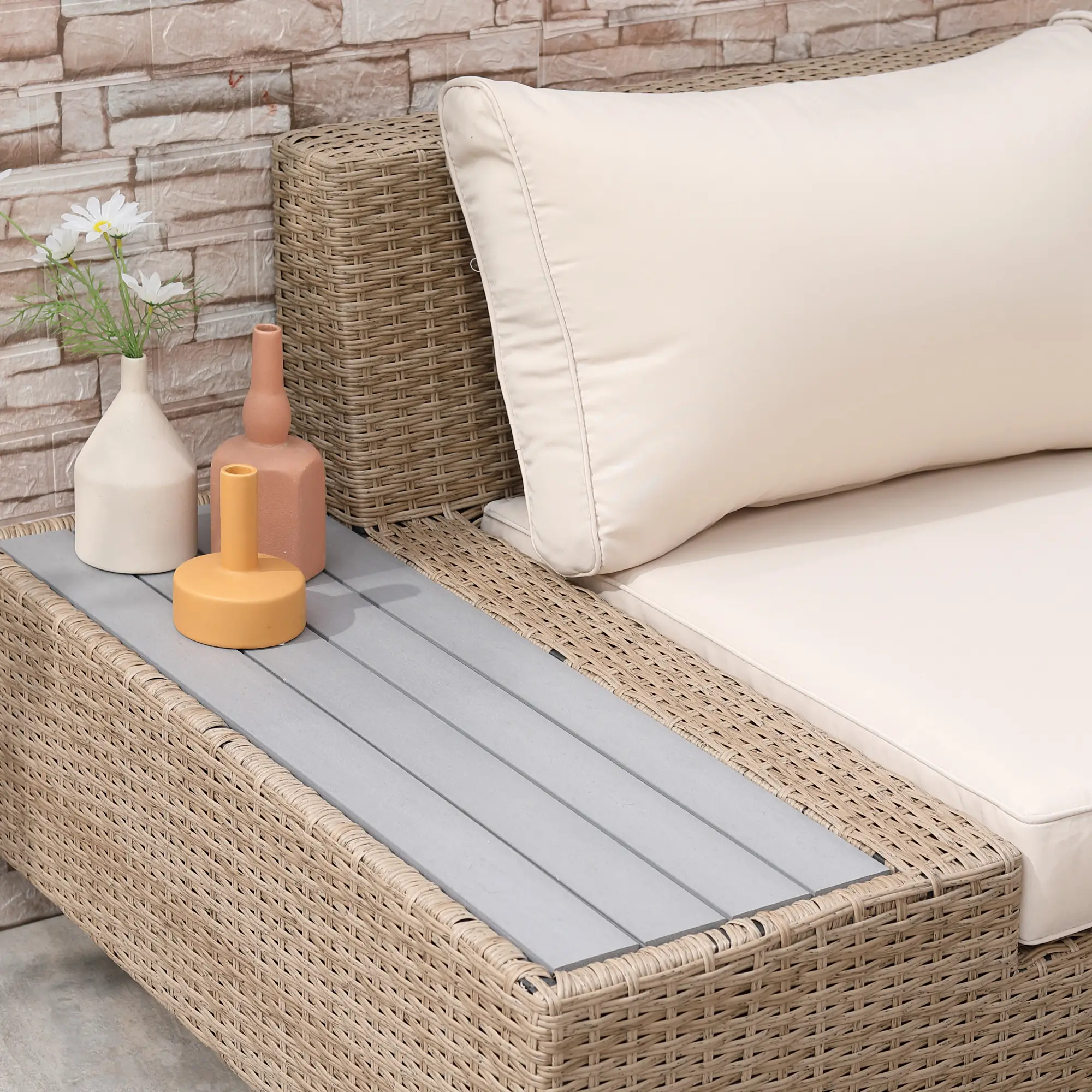 Outsunny Gartenmöbelset 4-teilig wetterfest mit Ablage Polyrattan