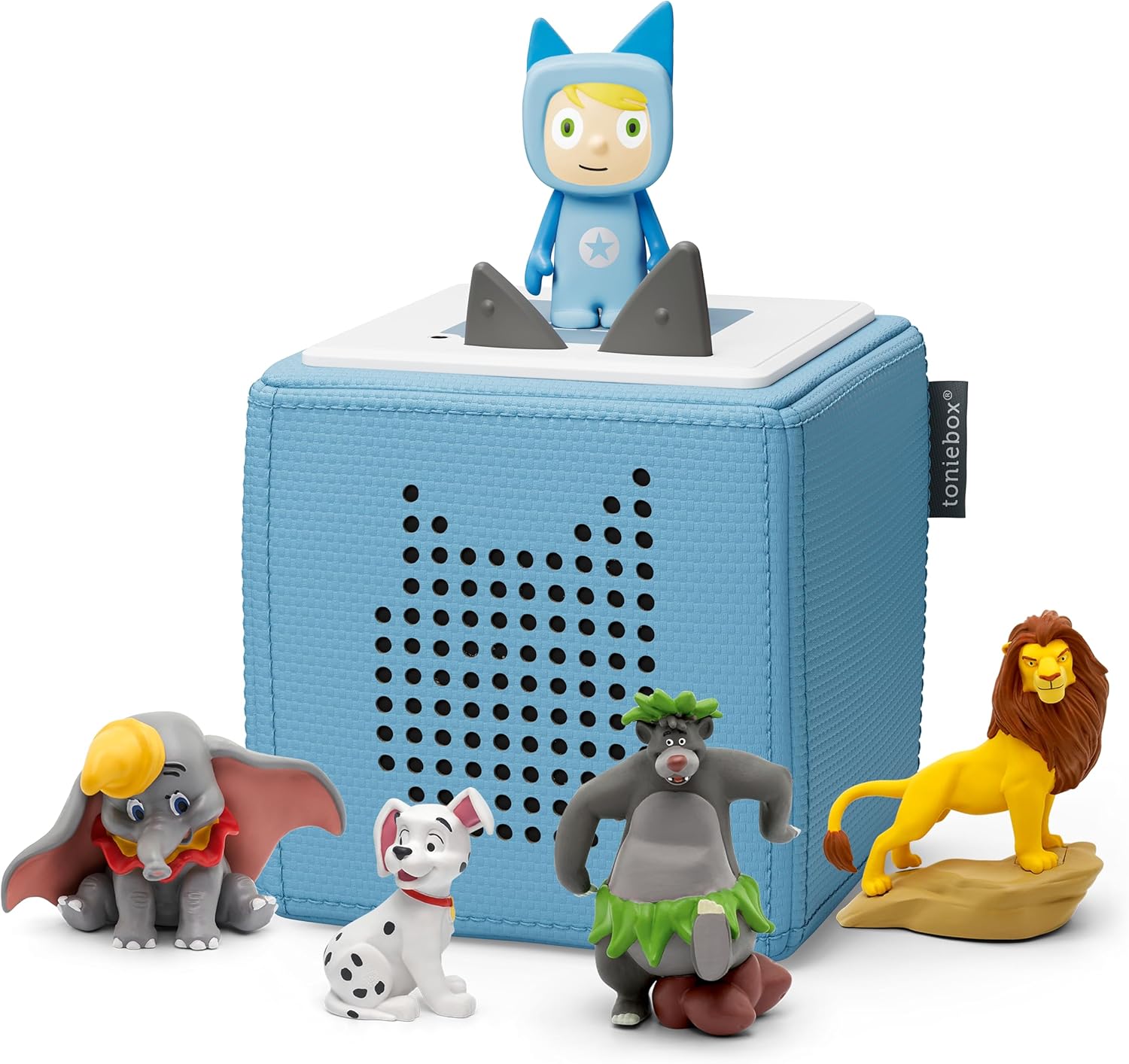 Toniebox Extrapack – Toniebox Starterset Blau mit Kreativtonie + 4 x Disney Tierische Helden Hörfiguren, Audioplayer für Hörbücher und Lieder, kabellose Musikbox mit Disney Hörspiel