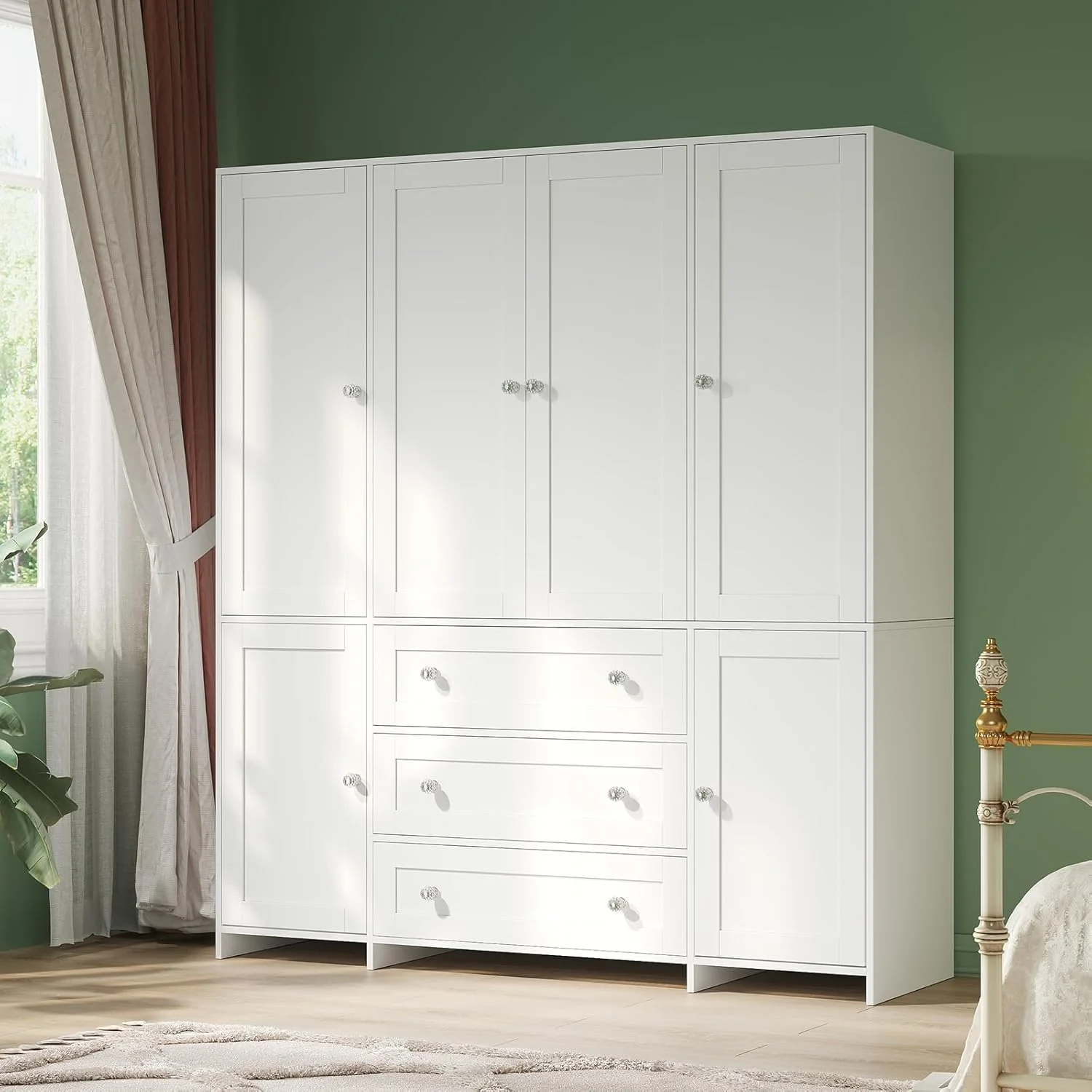 VOWNER Armoire Wardrobe Closet with Drawers and Mirror, 71