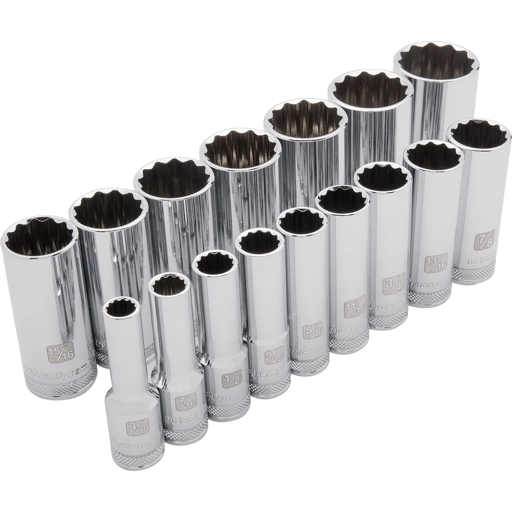 Dynamic D018003  ~  1/2 Inch Drive 16 Pc 12 Point Deep Sae Socket