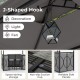 3-Piece Patio Bar Set Grill Gazebo & 2 Bar Stools with Tempered Glass Bar Table