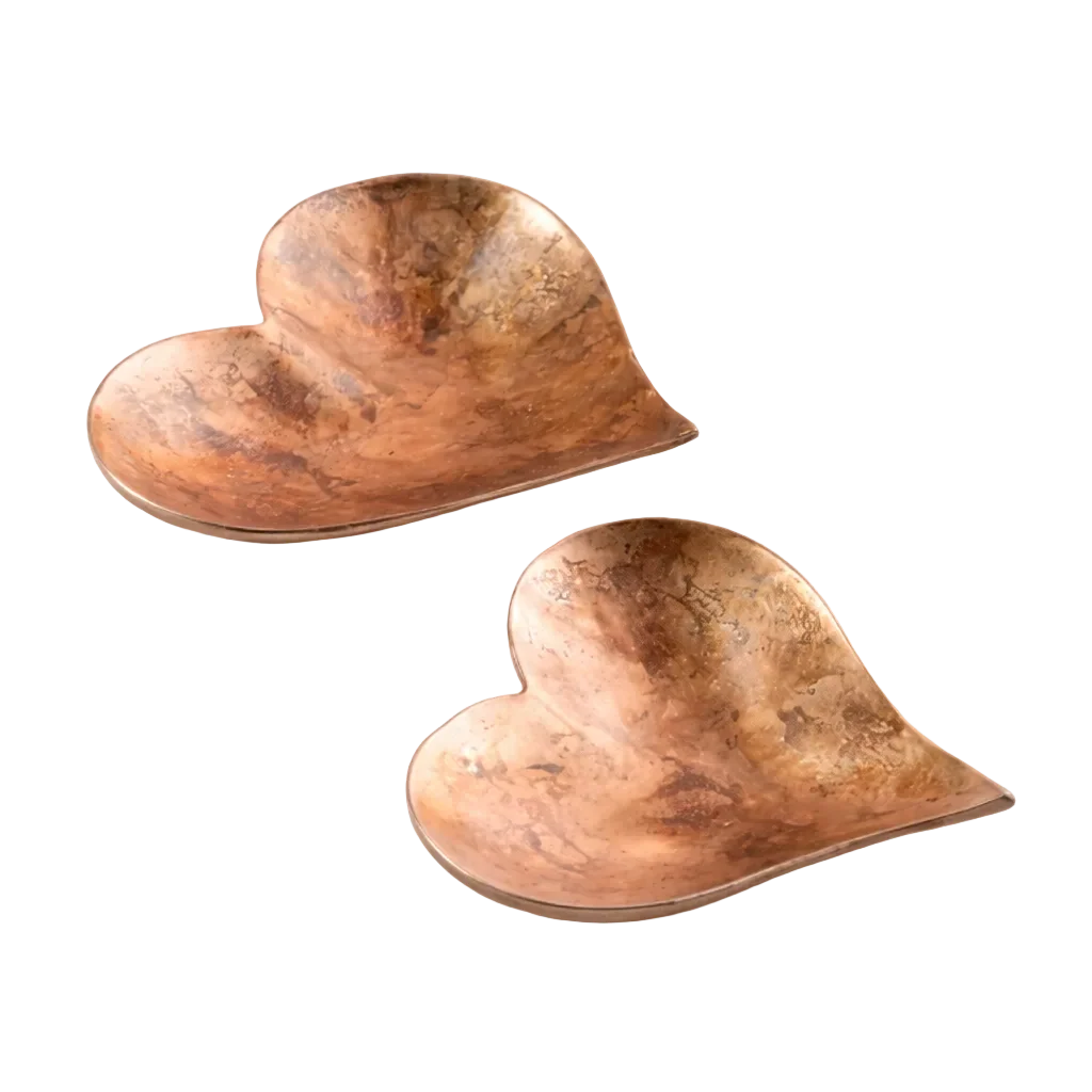 Copper Heart Trinket Dish Set