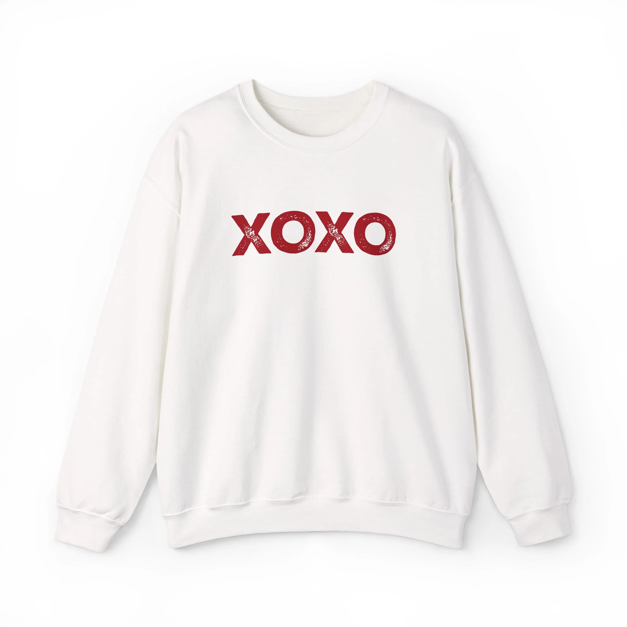 XOXO Valentine Sweatshirt - Cozy White Crewneck for Romantic Gifts