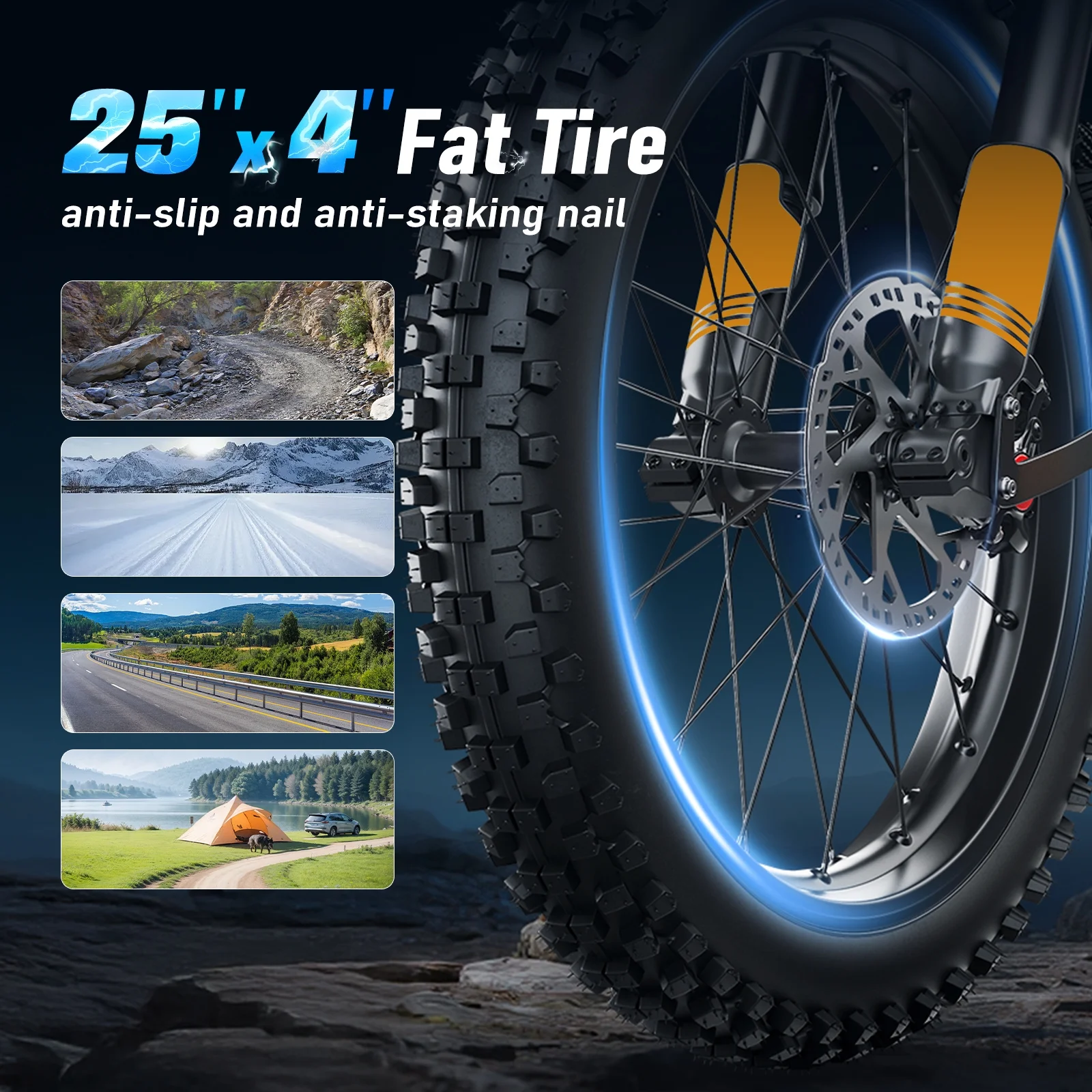 Arkveld Electric Bike for Adults, Peak-3000W, Max 40MPH and 80Miles Electric Motorcycle,25