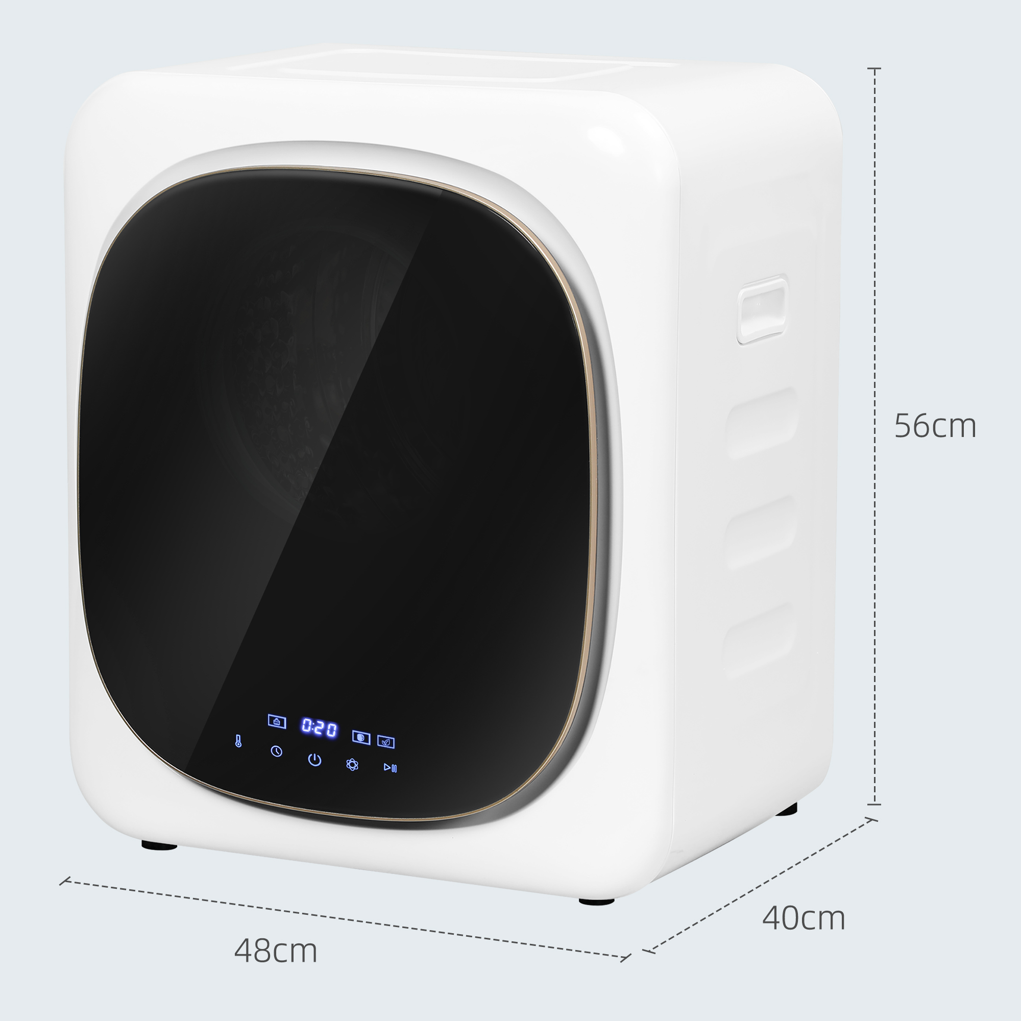 HOMCOM Wasdroger met UV-Desinfectie, Compact Ontwerp, 4 kg Capaciteit, Roestvrijstaal, Wit