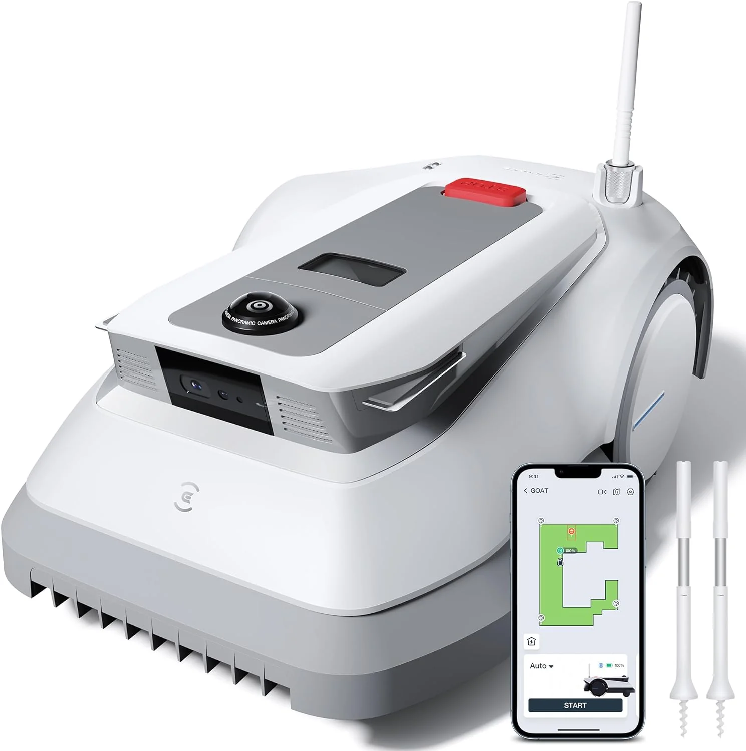 ECOVACS GOAT G1-800 Mhroboter ohne Begrenzungskabel 800㎡, Rasenmher Roboter mit TrueMapping-Multifusionslokalisierung,   Hindernisvermeidung, 16-Zonen-Management, 45% Steigung, Videomanager