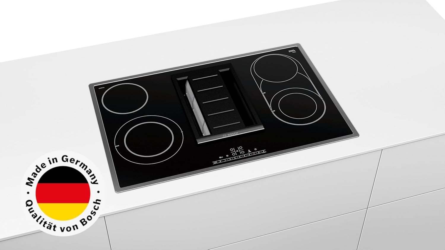PKM845F11E Serie 6 Glaskeramik-Kochfeld mit Dunstabzug (autark), 80 cm breit, CombiZone Kombination zweier Kochzonen, PowerBoost schnelleres Kochen, DirectSelect intuitive Bedienung