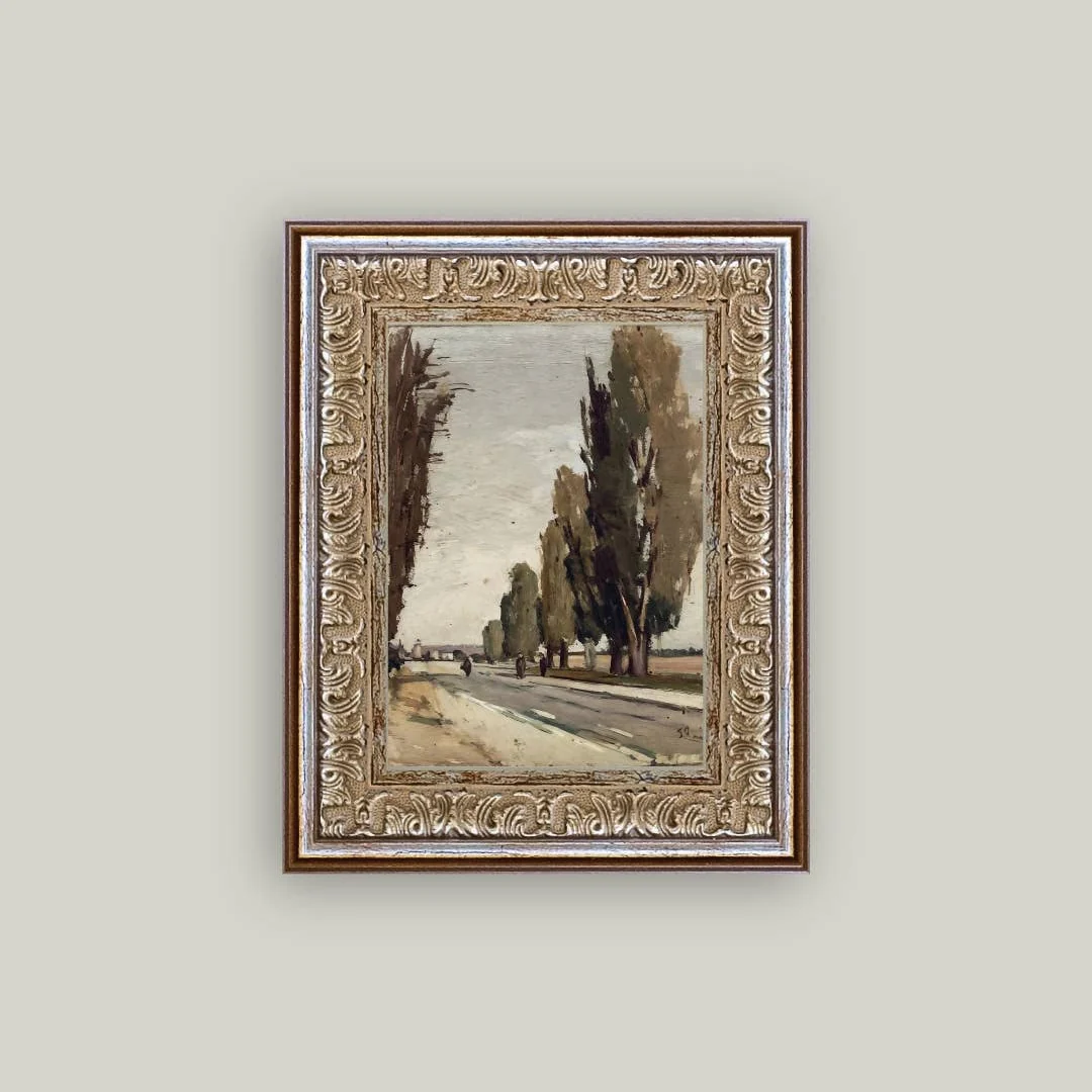 European Tree Lane Framed Antique Inspired Art
