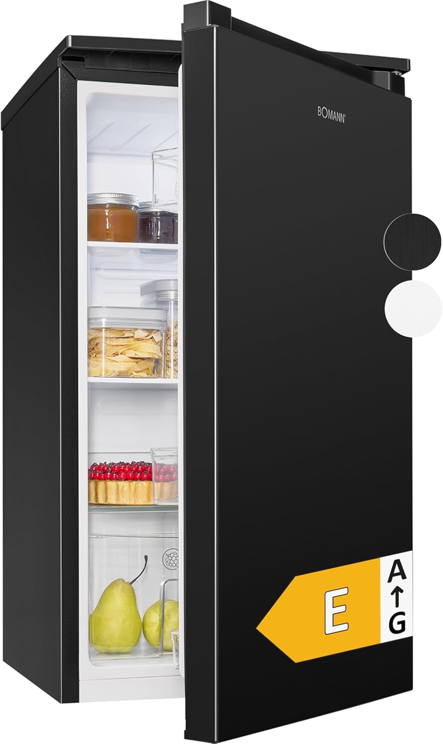 Bomann® Kühlschrank ohne Gefrierfach | 87L | energieeffizient, leise & kompakt | 0°C-8°C, stufenlos regelbar | 3 Ablagen & Gemüsefach | Türanschlag wechselbar | Standardkühlschrank | VS 7255 schwarz