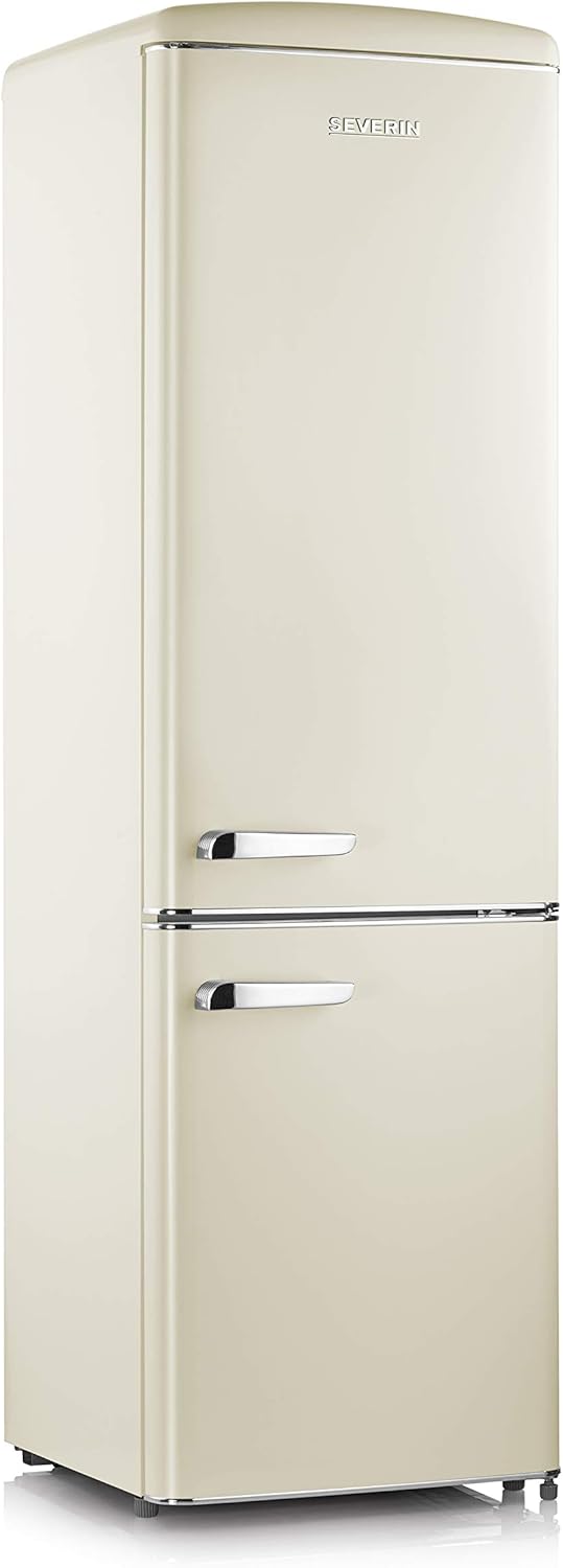SEVERIN RKG 8919 - Frigorifero retrò con applicazioni cromate, illuminazione a LED, 1-7°C, volume netto 244 l, solo 39 dB, crema, RKG 8919 [EEK D]