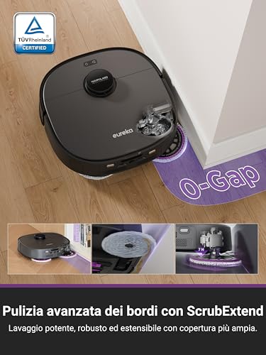 EUREKA J15 Pro Ultra Robot Aspirapolvere Lavapavimenti, Aspirapolvere Robot Potente Aspirazione 16200Pa, Lavaggio Mocio ad Acqua Calda a 75℃, Mappatura con AI, Stazione Autopulizia/autopulente : Casa e cucina