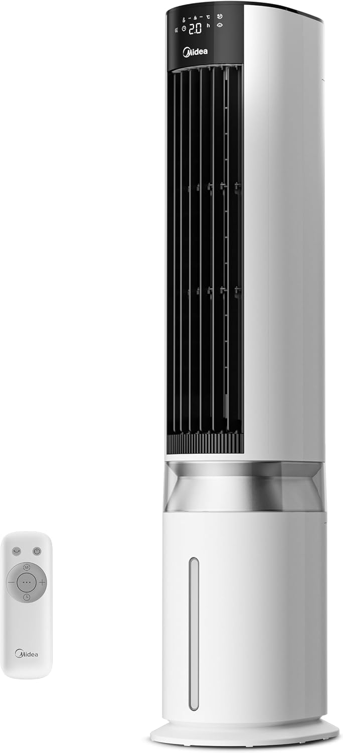 Midea 7L 3-in-1 Air Cooler, Ultra Quiet, Sensicool Energy Saving, 6 Speeds & 5 Modes, 12H Timer, Detachable Filter, LED Display & Remote Control, AC Powered Tower Fan & Air Conditioner for Home & Work