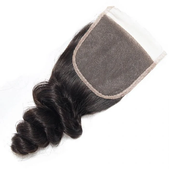 Brazilian Hair 4x4 Lace Closure Loose Wave 100% Virgin Remy Hair Natural Color