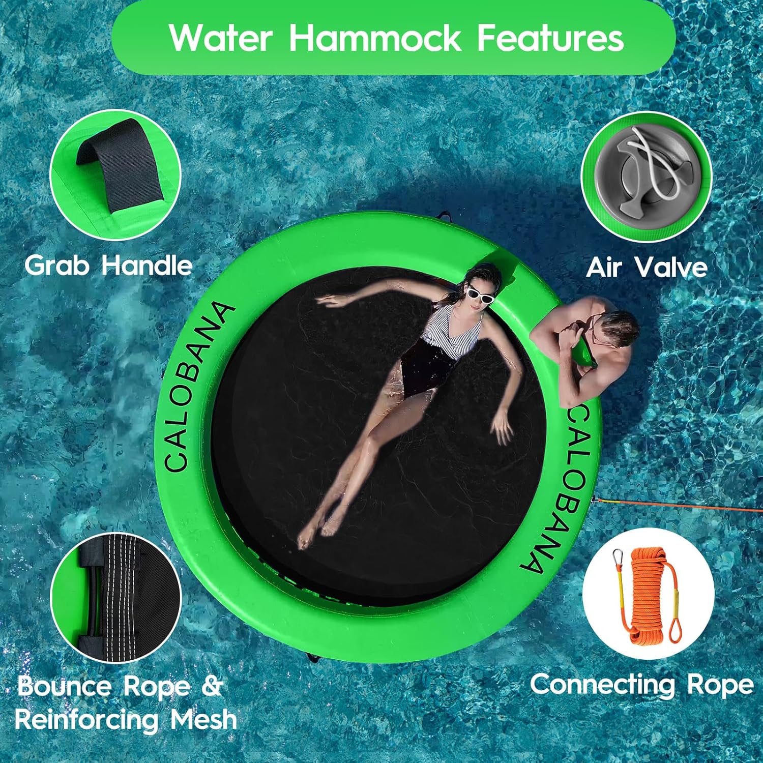 Round Floating Ring Hammock - Heavy Duty Inflatable Raft